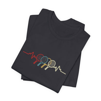 Tennis Heartbeat Tee — Retro Racket Line Art T-Shirt