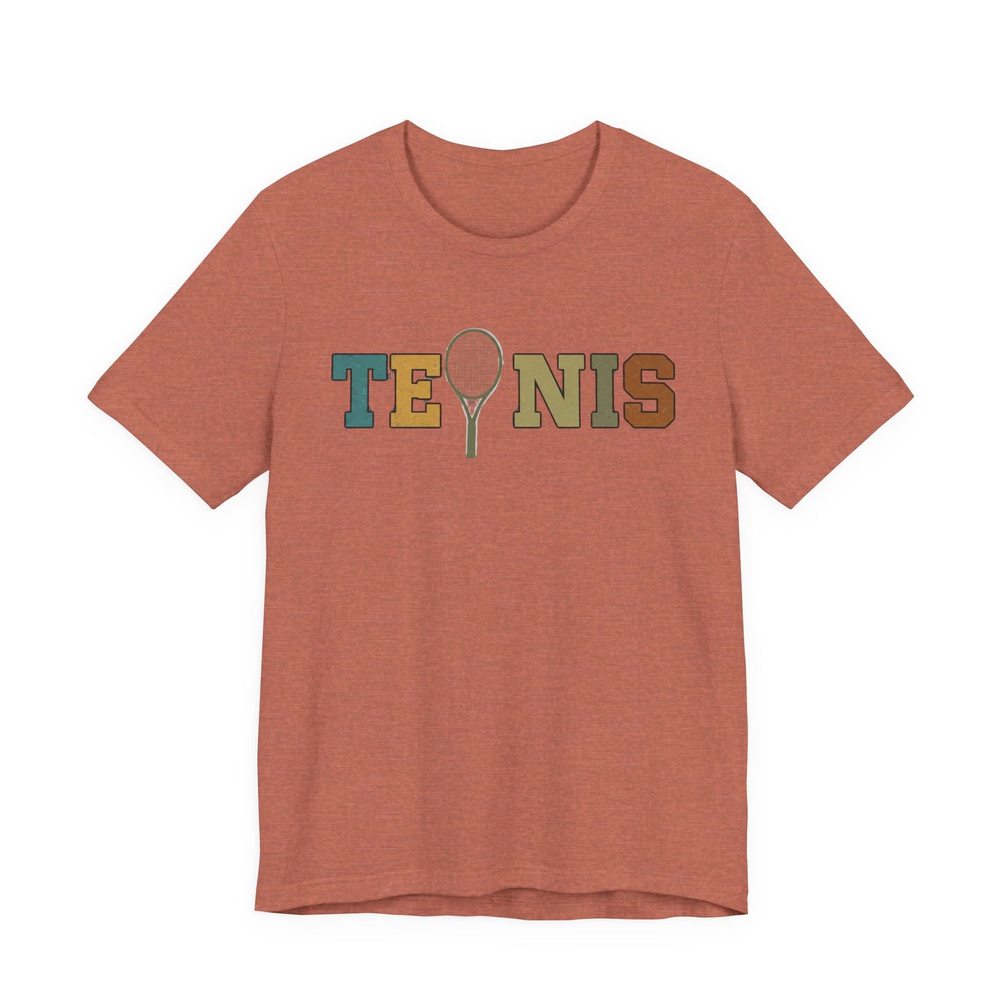 Tennis Retro Graphic Tee — Vintage Racket Lettering Shirt