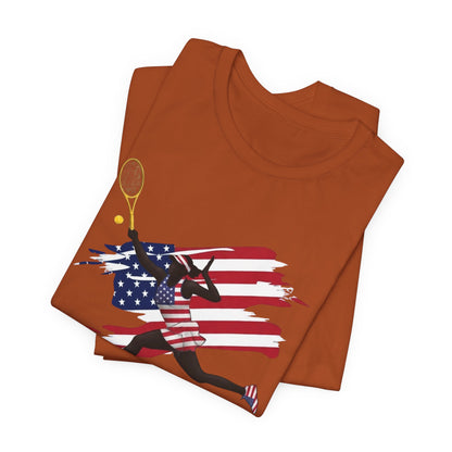 US Open 2026 Tennis T‑Shirt — American Flag Tennis Player Graphic Tee