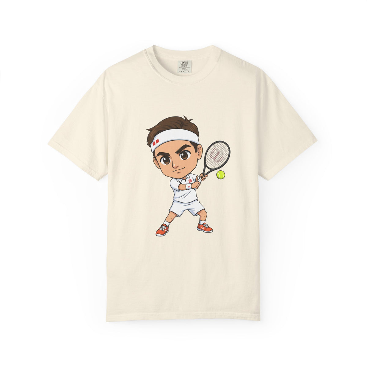 Federer Cartoon Tennis T-Shirt — Retro Athlete Graphic Tee