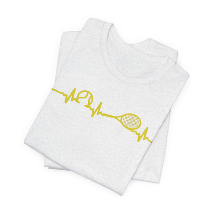 Tennis Heartbeat Tee — Minimal Tennis Racket ECG Graphic T-Shirt