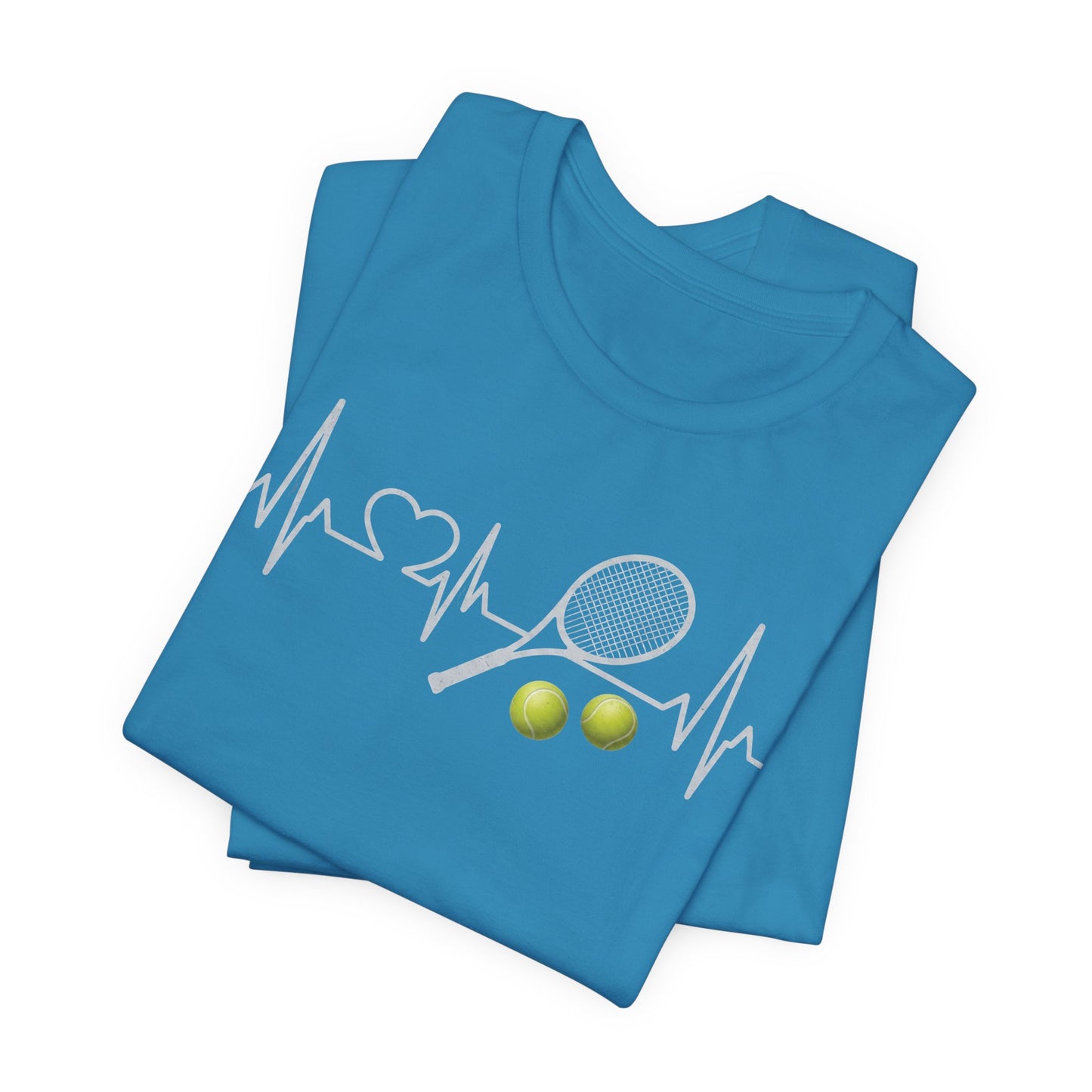 Tennis Heartbeat Tee – Racket & Tennis Ball Graphic Shirt
