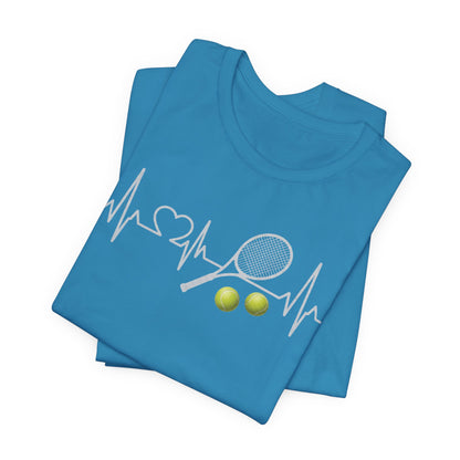 Tennis Heartbeat Tee – Racket & Tennis Ball Graphic Shirt
