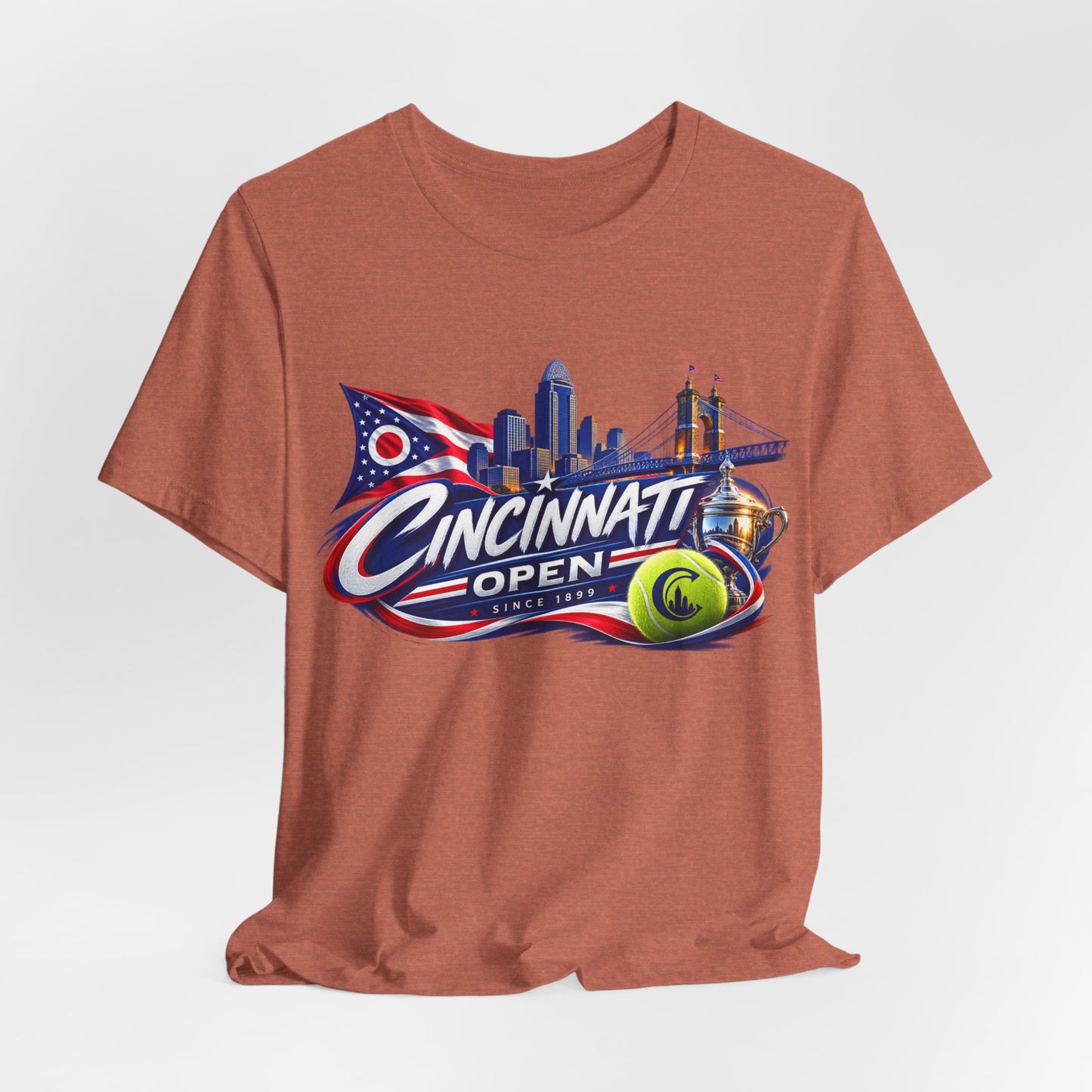 Cincinnati Open Tennis T‑Shirt – City Skyline & Tennis Ball Graphic