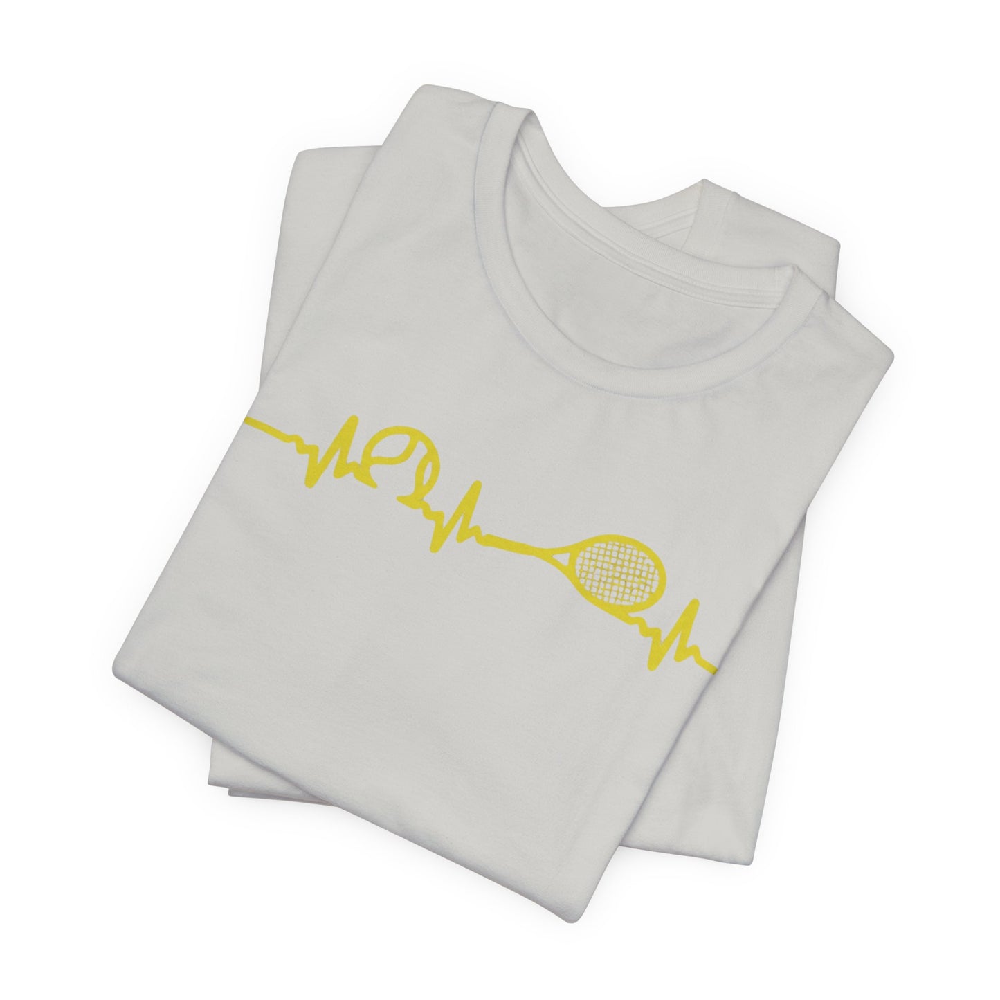 Tennis Heartbeat Tee — Minimal Tennis Racket ECG Graphic T-Shirt