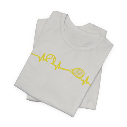 Tennis Heartbeat Tee — Minimal Tennis Racket ECG Graphic T-Shirt