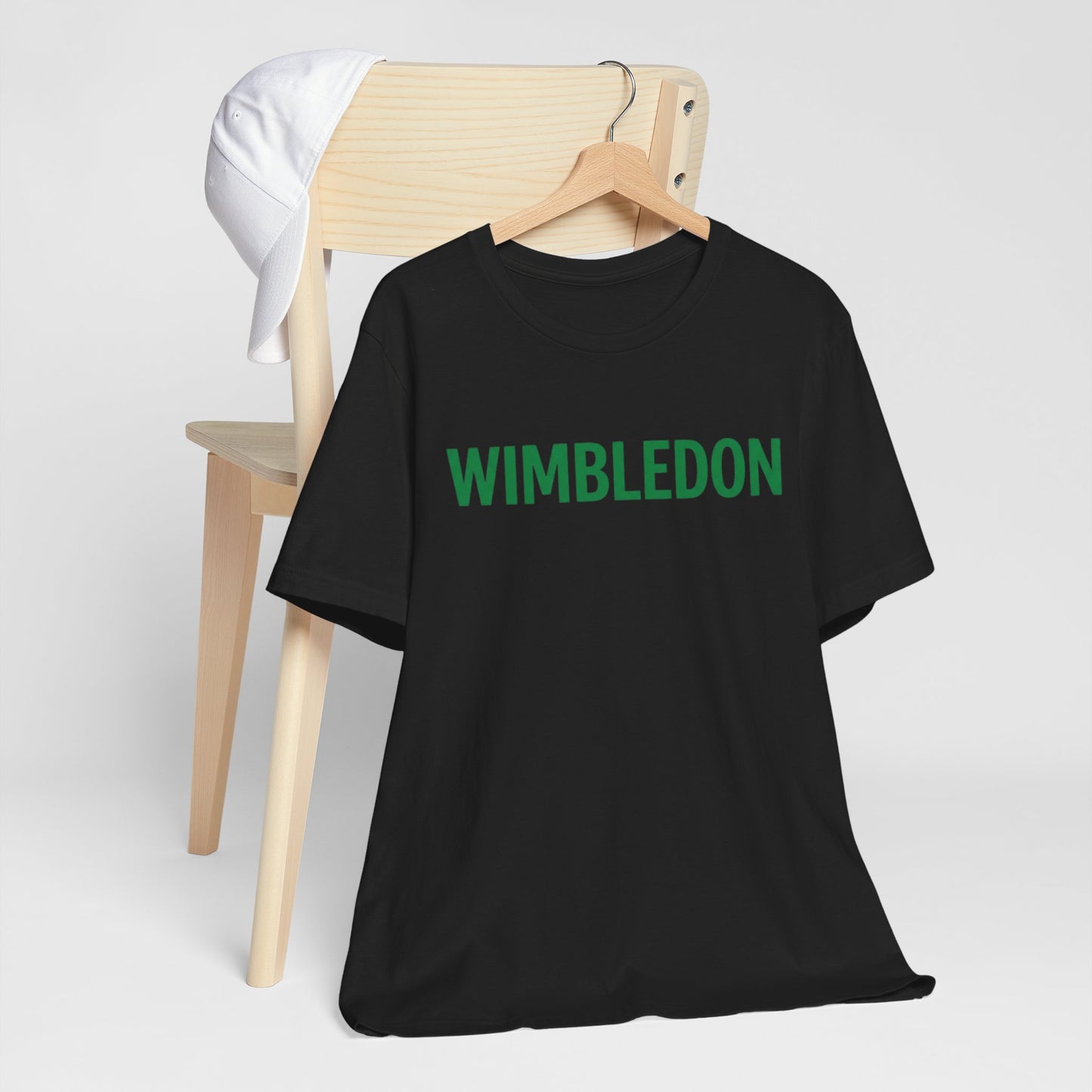 Wimbledon Classic Logo Tee — Green Text Tennis T‑Shirt