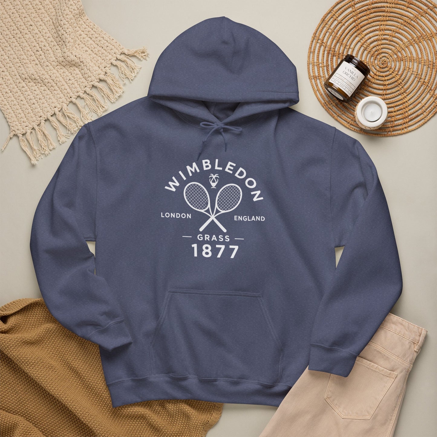 Wimbledon 1877 Tennis Hoodie — Classic Racquets Logo Pullover
