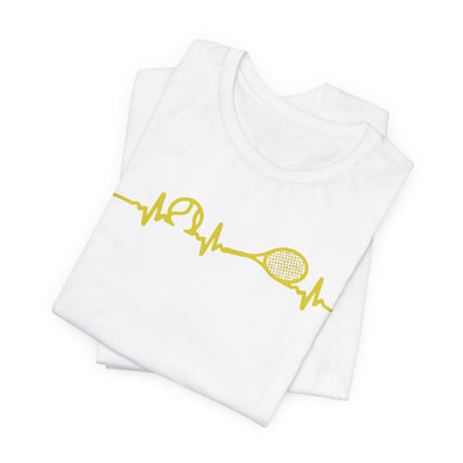 Tennis Heartbeat Tee — Minimal Tennis Racket ECG Graphic T-Shirt