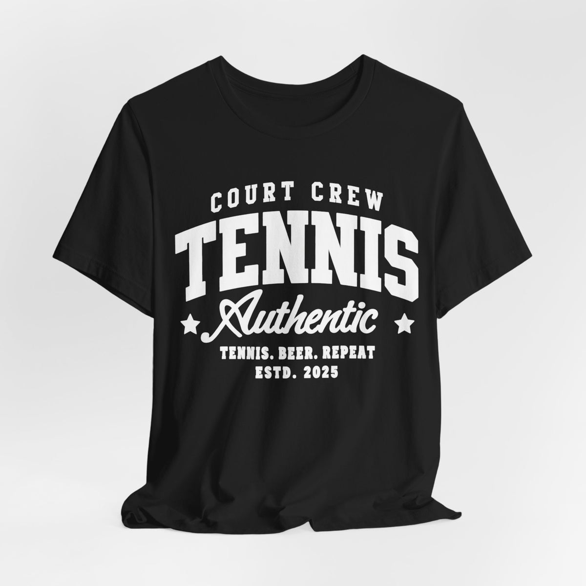 Tennis Court Crew Tee — "Tennis Authentic: Tennis. Beer. Repeat." Graphic Shirt