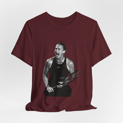 Tennis Player Sabalenka Graphic Tee — Energetic Champion Tennis T‑Shirt