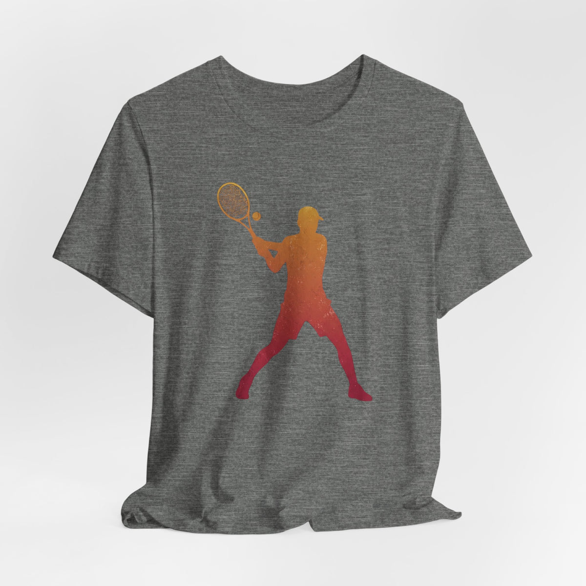 Tennis Player Silhouette Tee — Sunset Racket Graphic Shirt