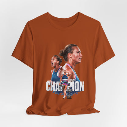 Champion Athlete Sabalenka Graphic Tee — "CHAMPION" Player Portrait T-Shirt