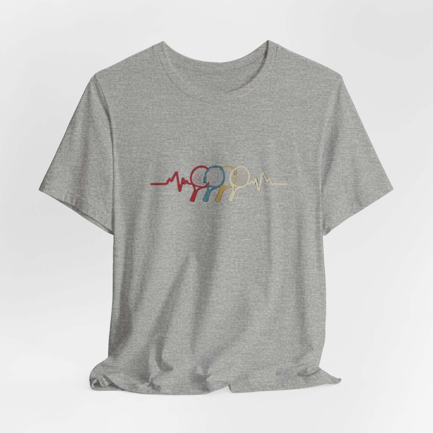 Tennis Heartbeat Tee — Retro Racket Line Art T-Shirt