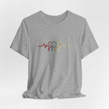 Tennis Heartbeat Tee — Retro Racket Line Art T-Shirt