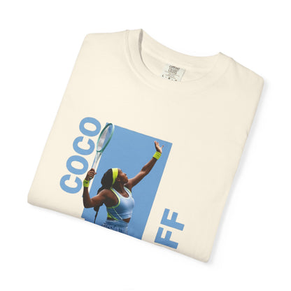 Coco Gauff T-Shirt — Retro Tennis Serve Graphic