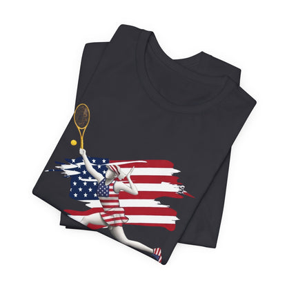 US Open 2026 Tennis Tee — American Flag Tennis Player Graphic T-Shirt