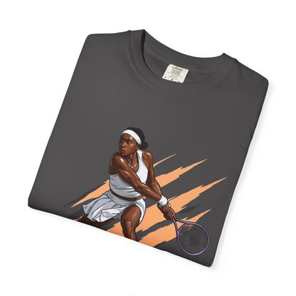 COCO GAUFF Tennis Player Graphic T-Shirt — Dynamic Women's Tennis Art Tee