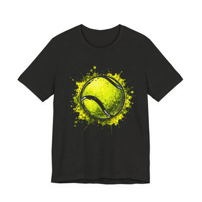 Tennis Tee — Watercolor Ball & Cartoon Player Short Sleeve Shirt