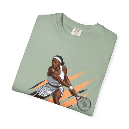 COCO GAUFF Tennis Player Graphic T-Shirt — Dynamic Women's Tennis Art Tee
