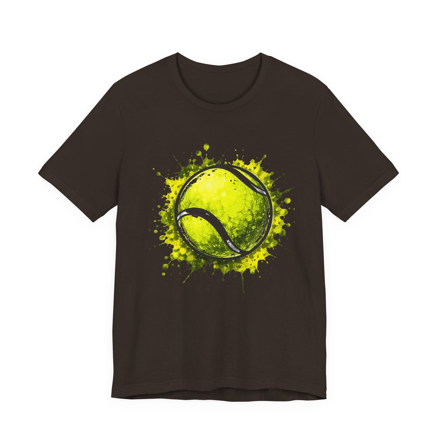 Tennis Tee — Watercolor Ball & Cartoon Player Short Sleeve Shirt