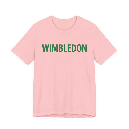 Wimbledon Classic Logo Tee — Green Text Tennis T‑Shirt