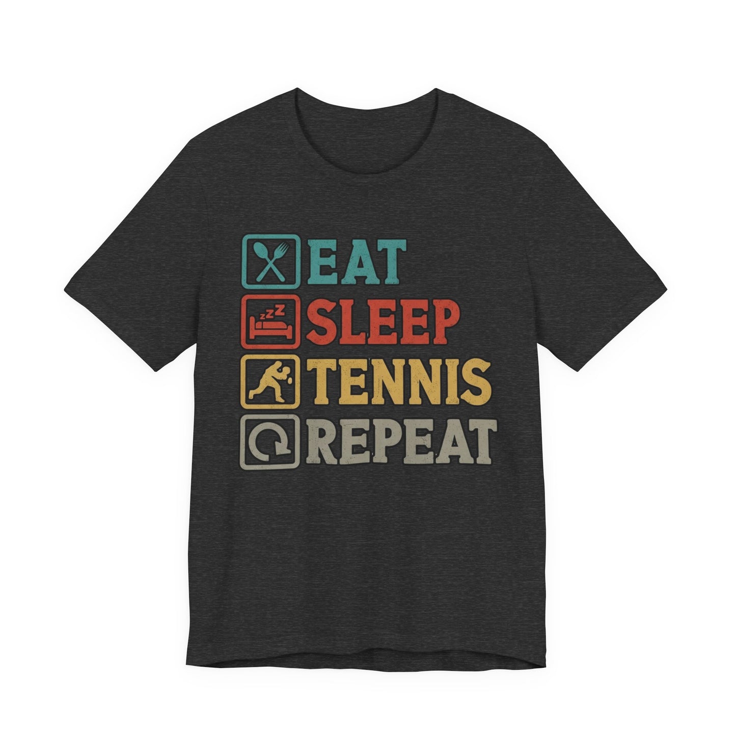Tennis Tee — "Eat Sleep Tennis Repeat" Vintage Graphic Shirt