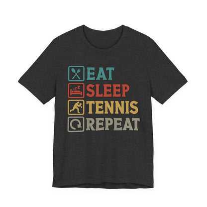 Tennis Tee — "Eat Sleep Tennis Repeat" Vintage Graphic Shirt