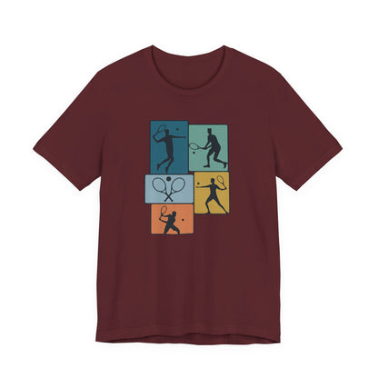 Tennis Silhouette Graphic Tee — Color Block Racket Players