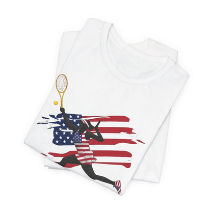 US Open 2026 Tennis T‑Shirt — American Flag Tennis Player Graphic Tee