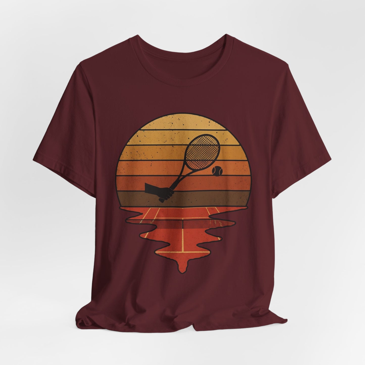 Retro Tennis Sunset Tee — Vintage Racket & Ball Graphic T‑Shirt