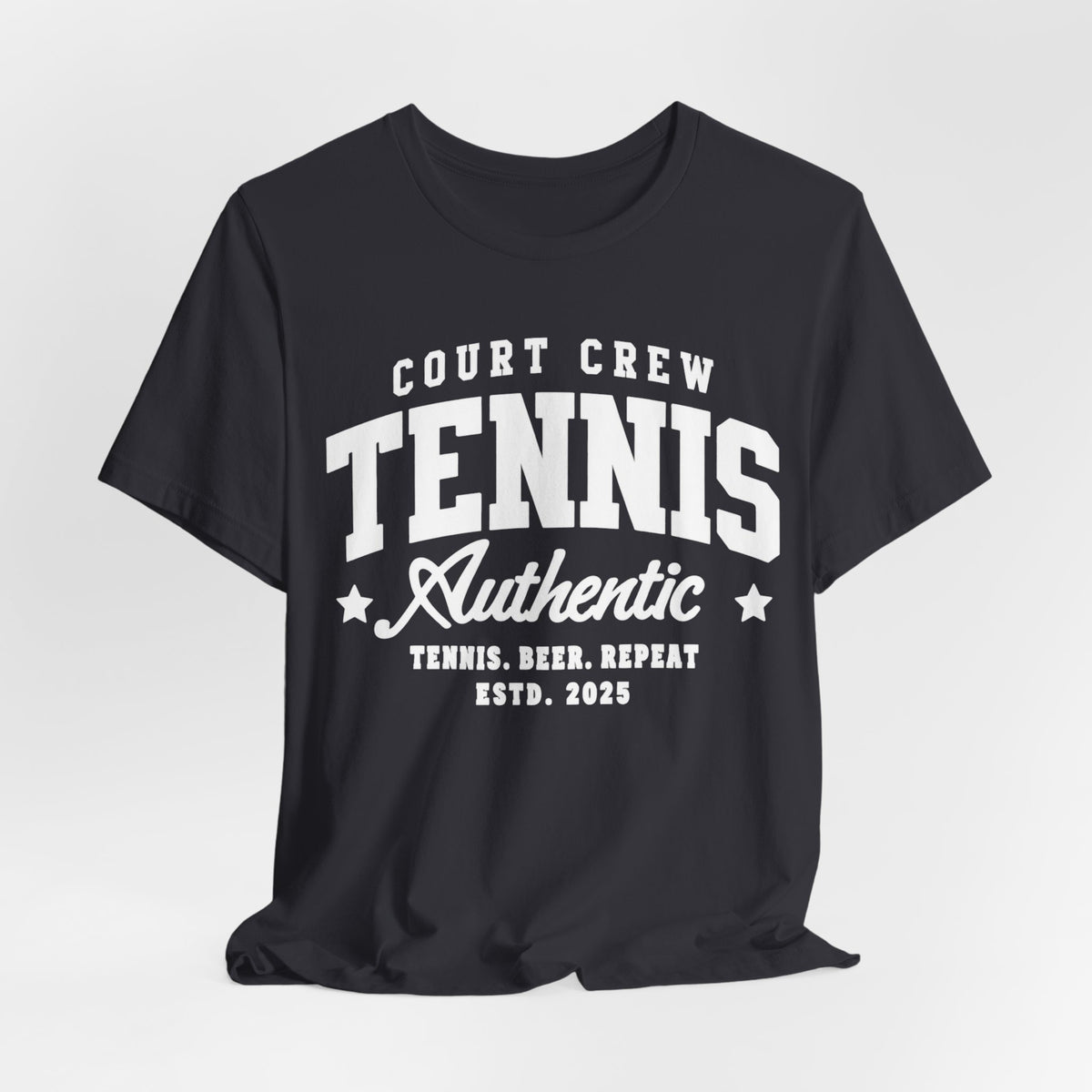 Tennis Court Crew Tee — "Tennis Authentic: Tennis. Beer. Repeat." Graphic Shirt