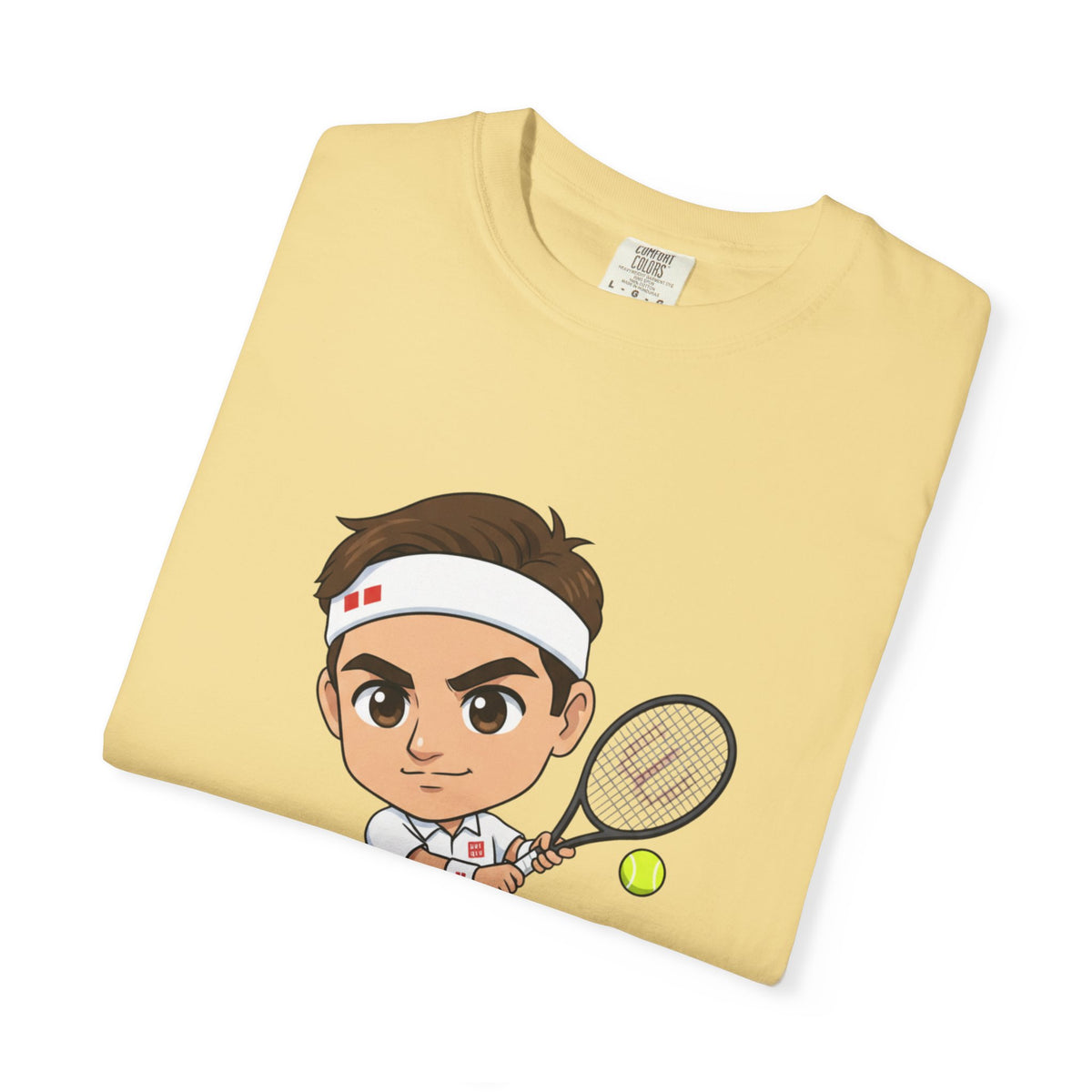 Federer Cartoon Tennis T-Shirt — Retro Athlete Graphic Tee