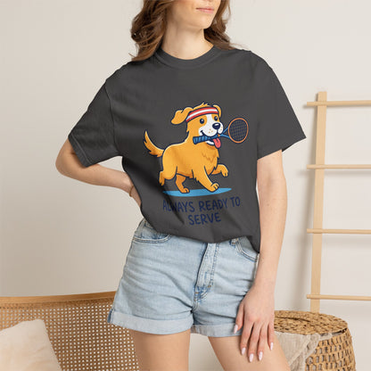 T-Shirt — "Always Ready to Serve" Golden Retriever Tennis Dog Graphic