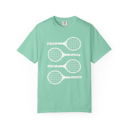 Tennis Rackets Graphic T-Shirt — Vintage-Inspired Garment-Dyed Tee