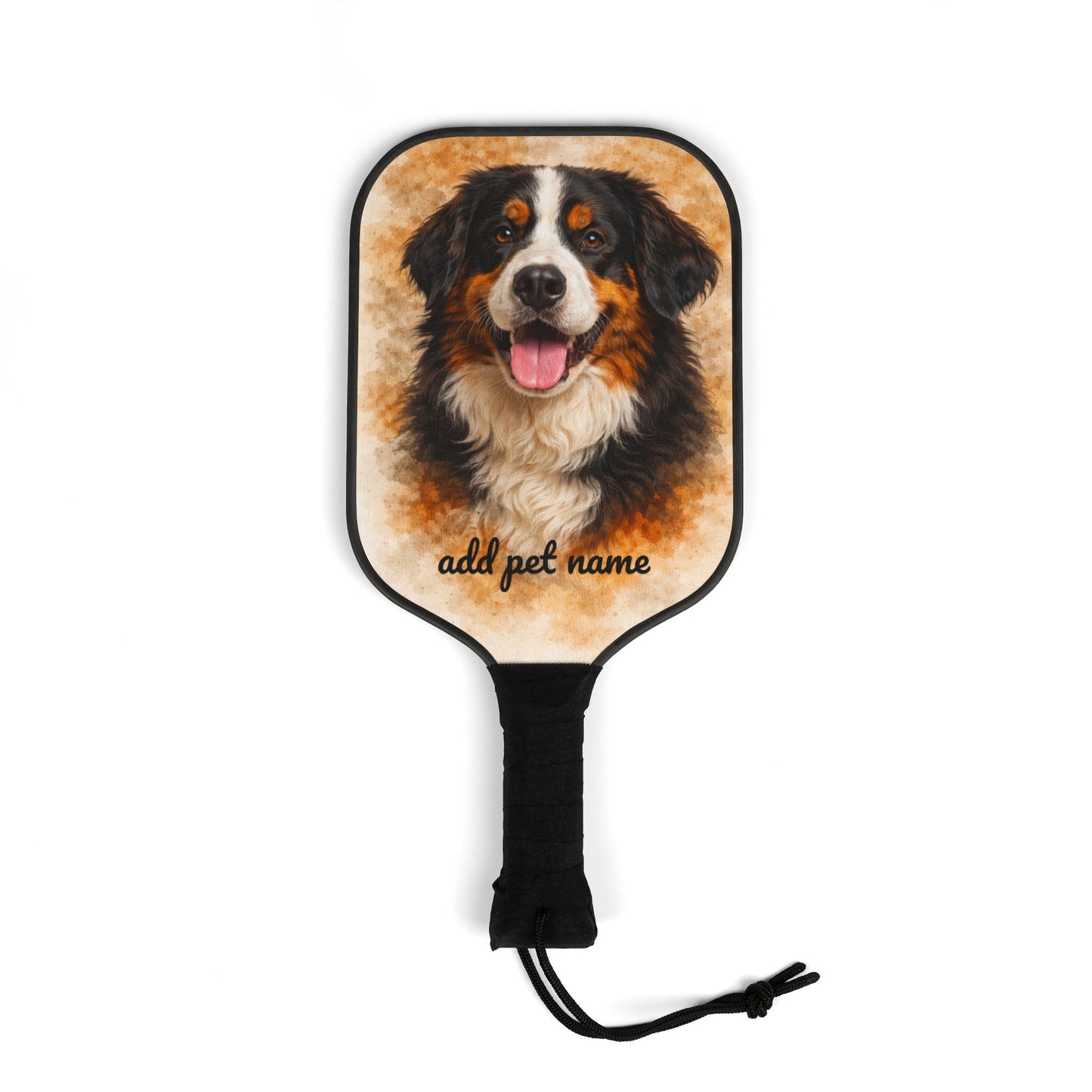 Personalized Dog Pickleball Paddle Set — Custom Pet Name Bernese Design