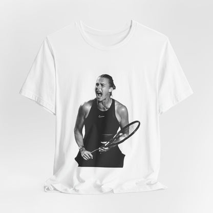Tennis Player Sabalenka Graphic Tee — Energetic Champion Tennis T‑Shirt