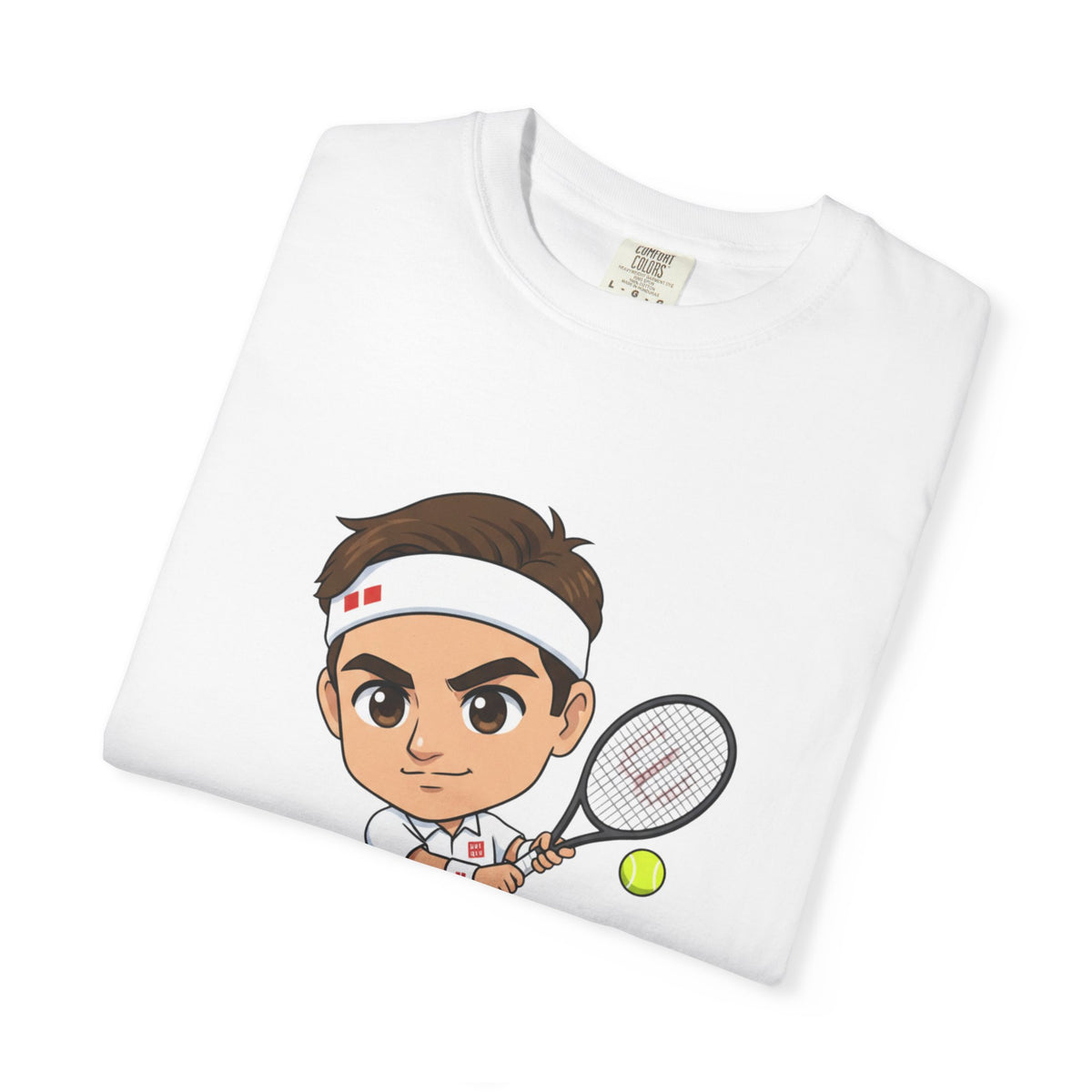 Federer Cartoon Tennis T-Shirt — Retro Athlete Graphic Tee