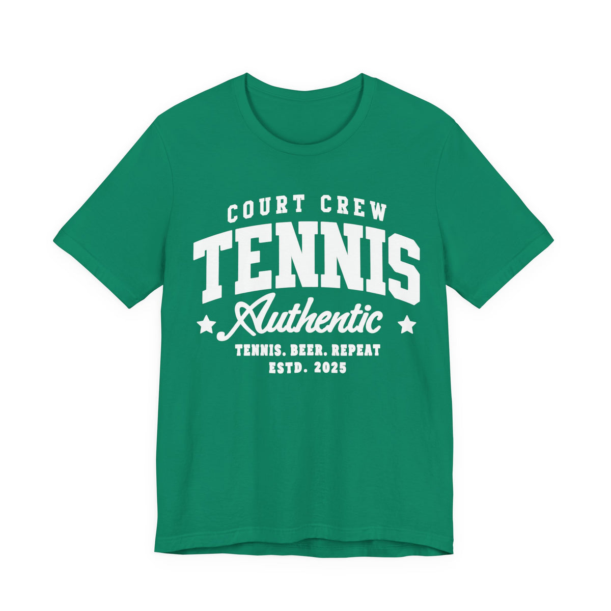 Tennis Court Crew Tee — "Tennis Authentic: Tennis. Beer. Repeat." Graphic Shirt