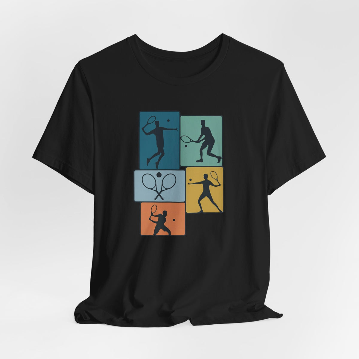 Tennis Silhouette Graphic Tee — Color Block Racket Players