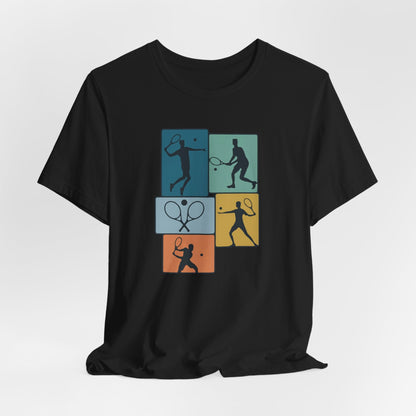 Tennis Silhouette Graphic Tee — Color Block Racket Players