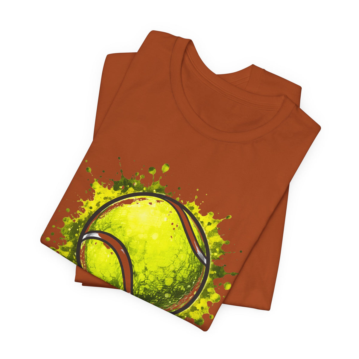 Tennis Tee — Watercolor Ball & Cartoon Player Short Sleeve Shirt