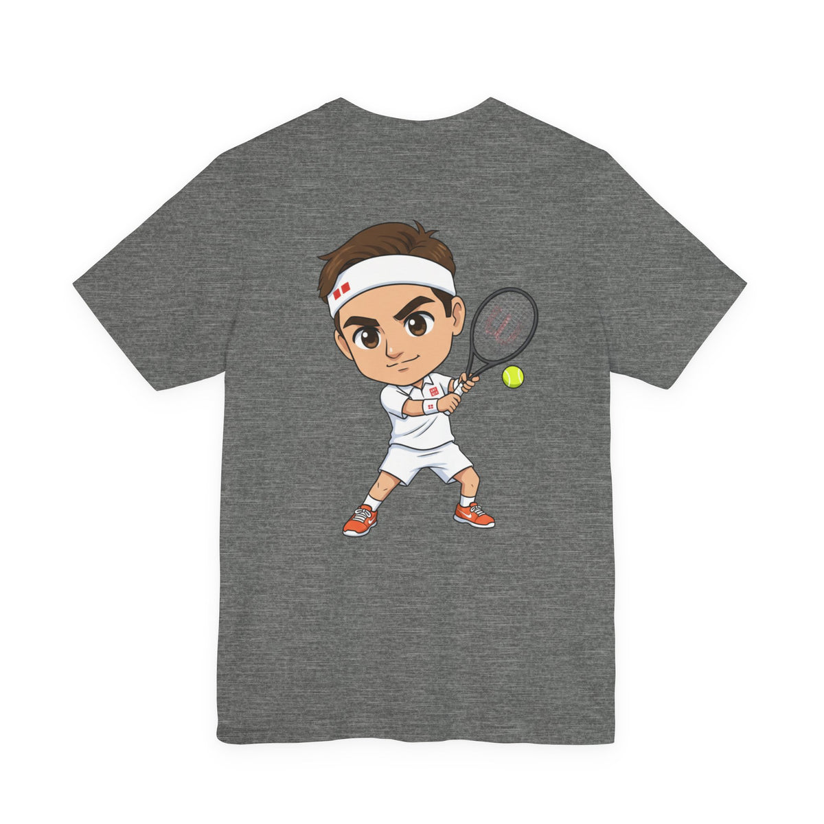 Tennis Tee — Watercolor Ball & Cartoon Player Short Sleeve Shirt