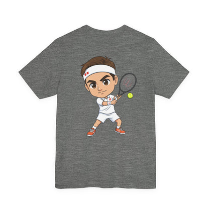 Tennis Tee — Watercolor Ball & Cartoon Player Short Sleeve Shirt