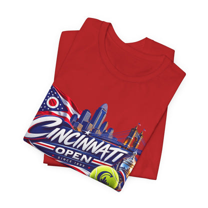 Cincinnati Open Tennis T‑Shirt – City Skyline & Tennis Ball Graphic