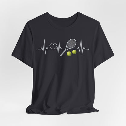 Tennis Heartbeat Tee – Racket & Tennis Ball Graphic Shirt