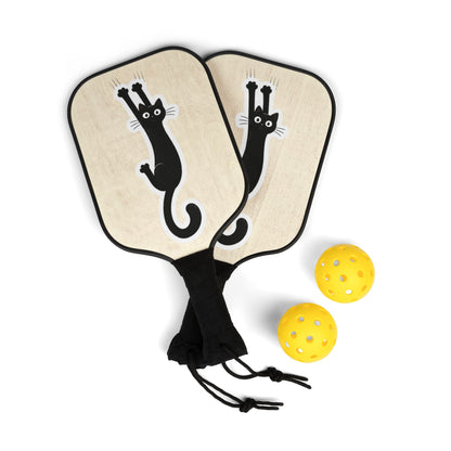 Pickleball Paddle Set — Cute Black Cat Design Pickleball Kit (2 Paddles + Balls)