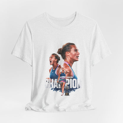 Champion Athlete Sabalenka Graphic Tee — "CHAMPION" Player Portrait T-Shirt