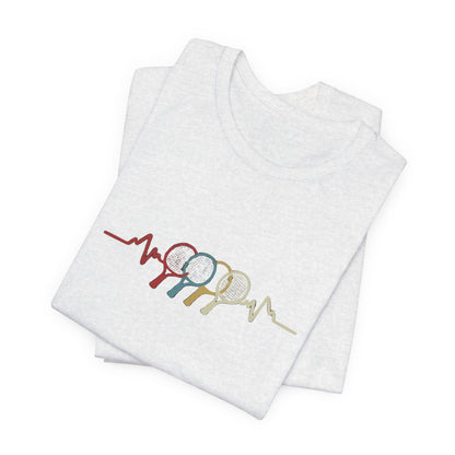 Tennis Heartbeat Tee — Retro Racket Line Art T-Shirt