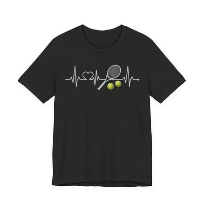 Tennis Heartbeat Tee – Racket & Tennis Ball Graphic Shirt